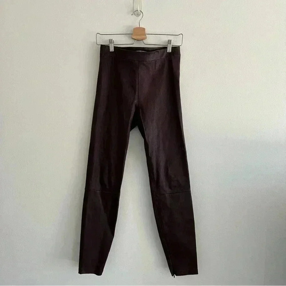 New Vince 100% Lamb Leather Skinny Slim Fit Pants Burgundy M - Picture 3 of 12